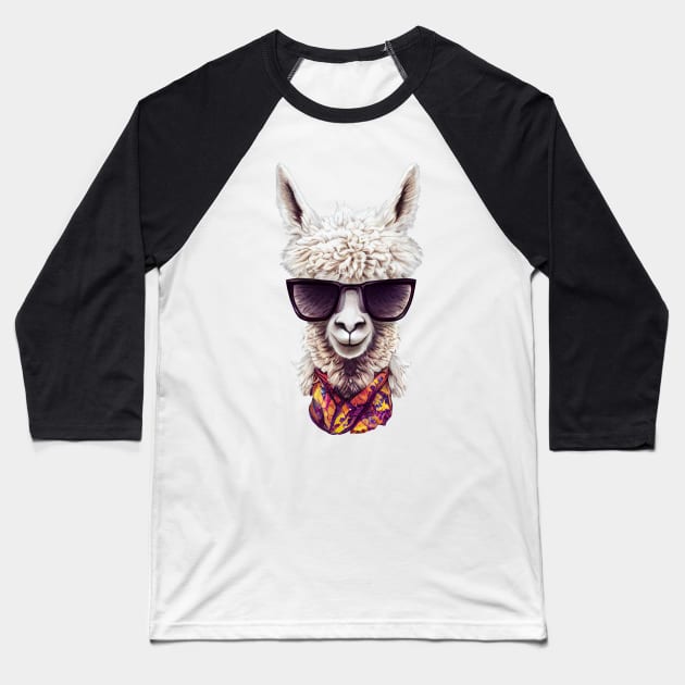 Llama Shades Baseball T-Shirt by Hareguizer